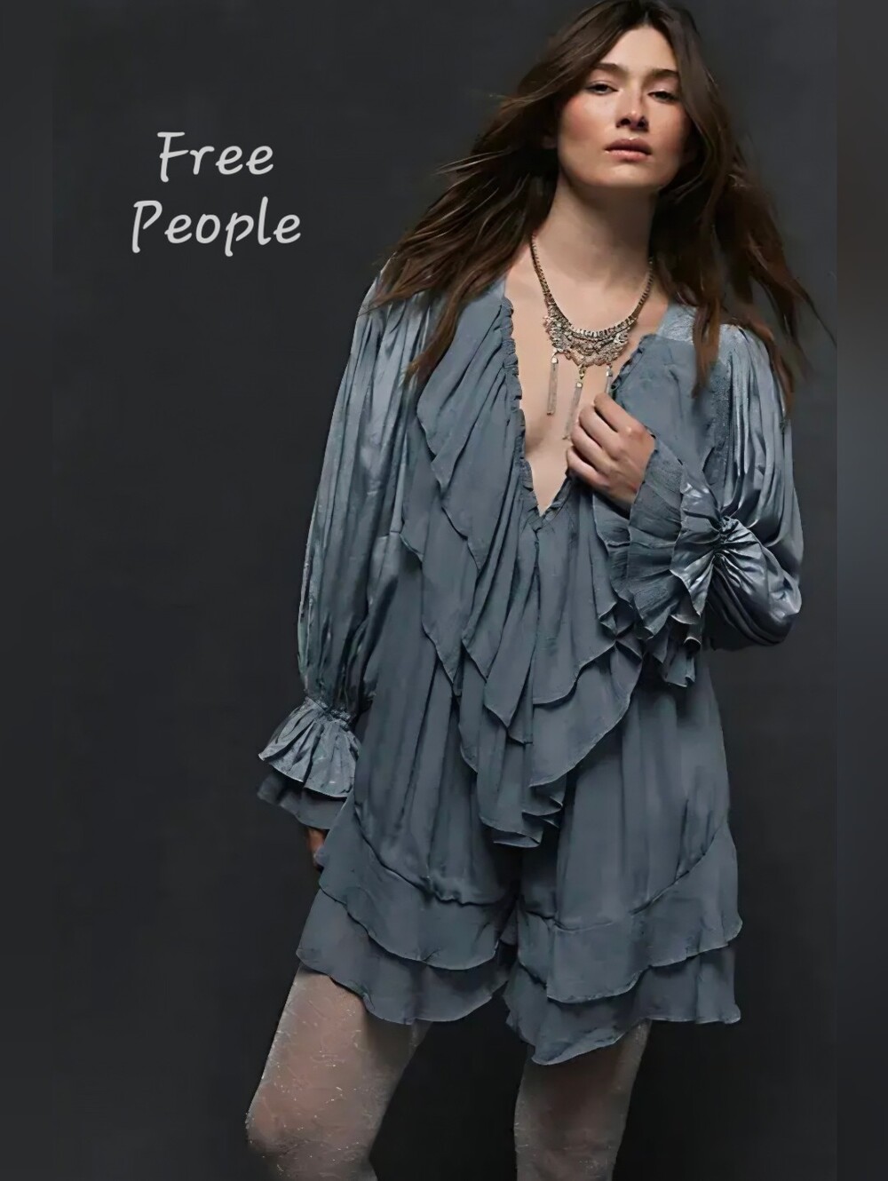 Free People Prairie Dust Ruffled Romper Size XS NWT